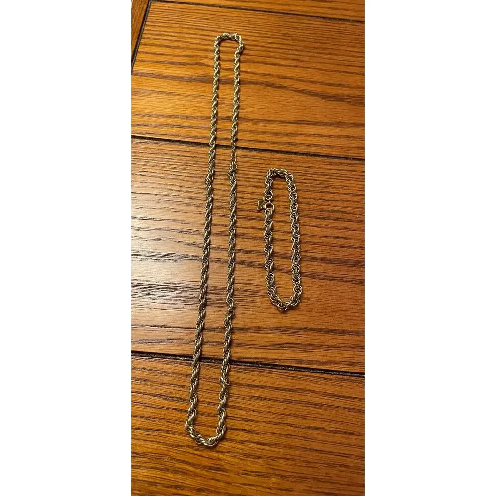 Sara Coventry vintage braided gold tone chain and matching bracelet